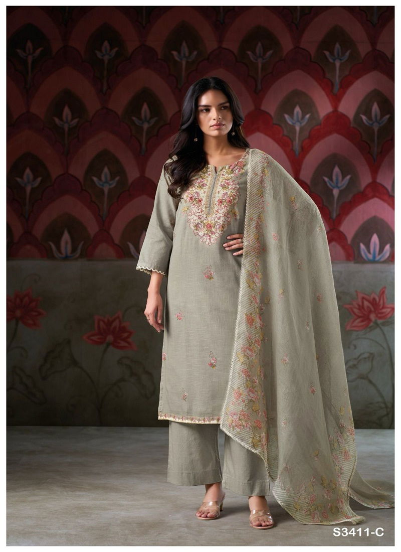 Ganga Elishea Cotton Linen Embroidered Salwar Suit Collection